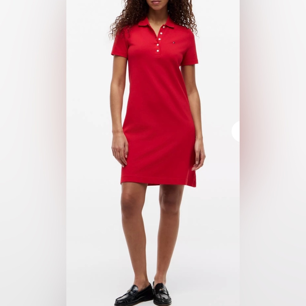 Tommy Hilfiger Stretchy Cotton Red Polo Dress
